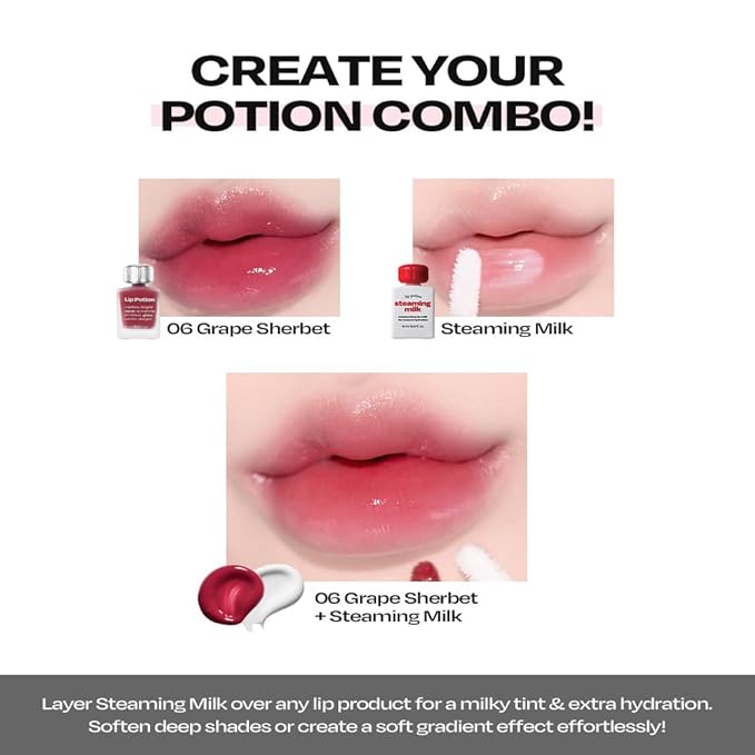 Lip Potion Aqua Glow No.7 Pink Soda | Hydrating, Non-Sticky Gloss with Sheer Radiance | 0.3 Oz