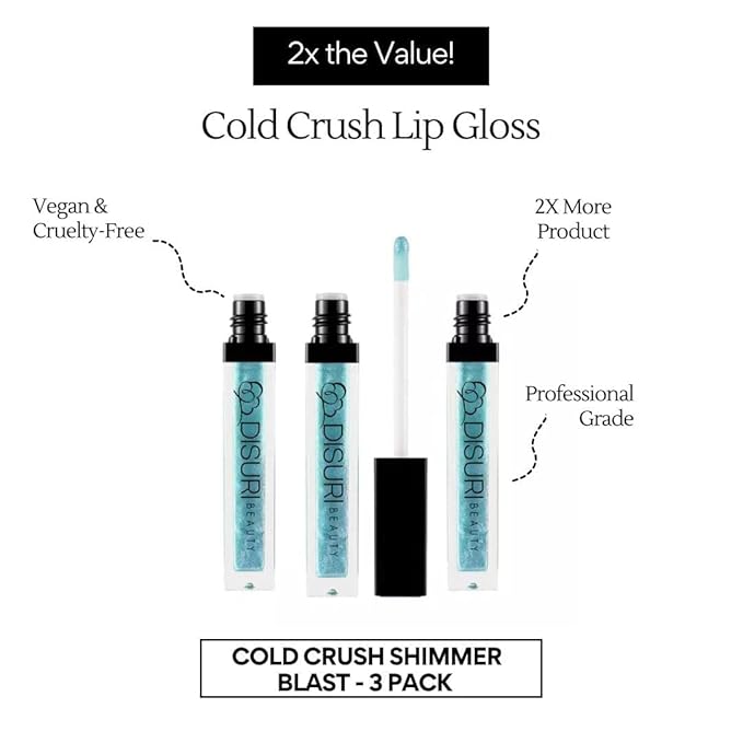 Pack of 3 Shimmer Lip Gloss for Girls & Women โ Non-Sticky Lip Glosses 2.1 FL Oz Total (0.7 FL Oz Each) - High Shine Lip Gloss - Cruelty Free - (Cold Crush Collection)