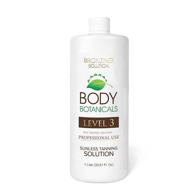 Professional Sunless Tanning Spray Tan Solution, Organic Essential Oils, Airbrush Formula, 33.8 Fl Oz. (Level 3 (12% DHA))