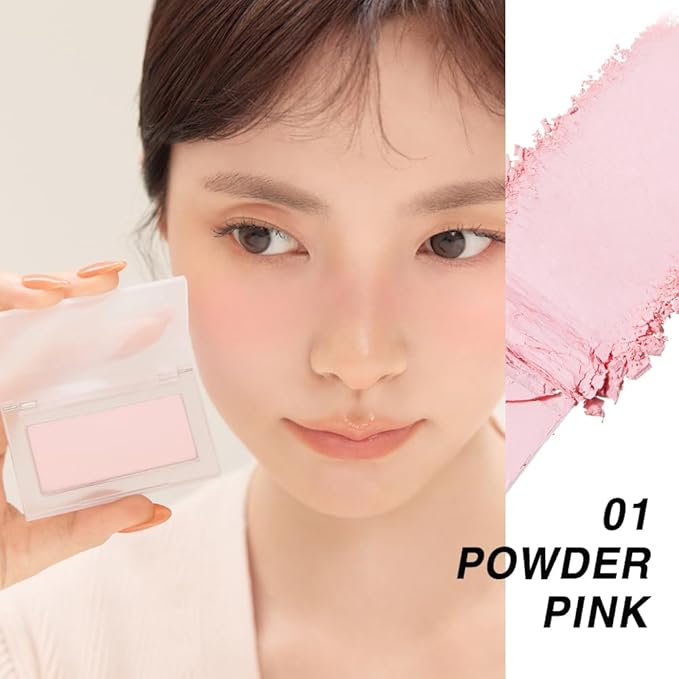 BBIA Ready To Wear Powder Cheek Blush 3 Color โ Buildable & Blendable Soft Blush for Cheeks, Matte & Shimmery Finish, Lightweight, Long-Lasting, Vegan, Korea Face Makeup, 0.19oz (01 POWDER PINK)