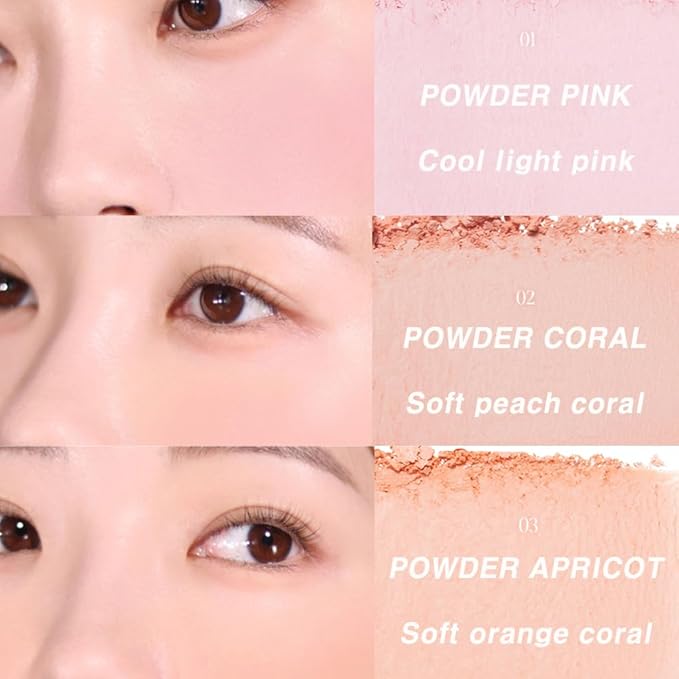 BBIA Ready To Wear Powder Cheek Blush 3 Color โ Buildable & Blendable Soft Blush for Cheeks, Matte & Shimmery Finish, Lightweight, Long-Lasting, Vegan, Korea Face Makeup, 0.19oz (01 POWDER PINK)