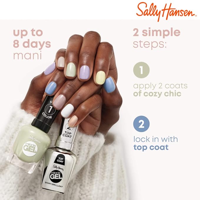 Sally Hansen Miracle Gel™, Cozy Chic Comfy Co-sea, Long Lasting, Gel-Like Formula, No UV Lamp Needed, Blue Nail Polish