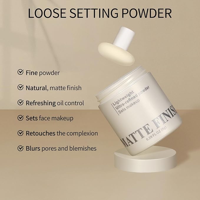 Erinde Nude Translucent Matte Setting Powder with Puff,