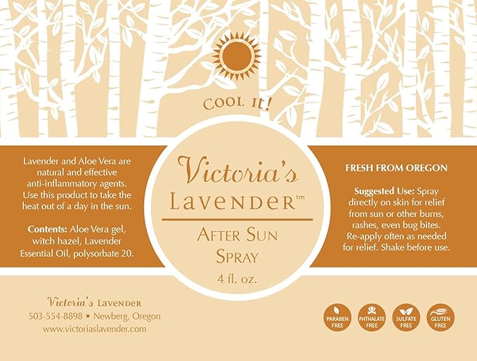 Victoria's Lavender Organic Aloe Vera Spray - For Sunburn, Hot Flashes & Post Workout Cooling, Contains Aloe Vera Gel & Pure Lavender Essential Oil, Refreshing Spray Moisturizer for Body - 4 fl oz