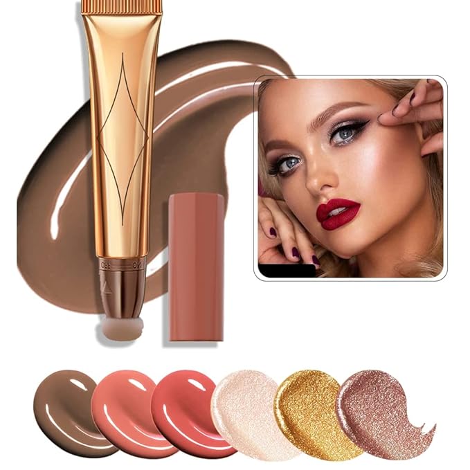 3 Color Contour Beauty Wand, Highlighter ,Face Concealer Bronze Gold)