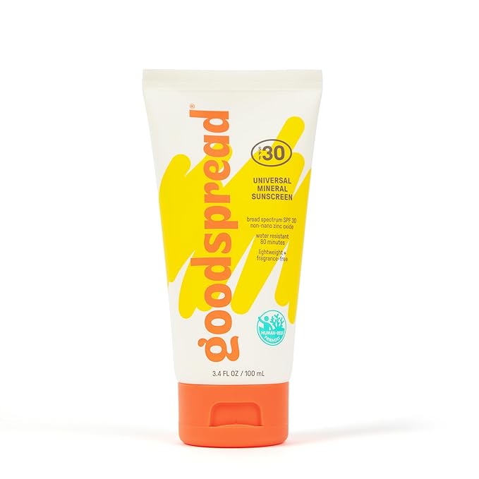 New! Goodspread Universal Mineral Sunscreen SPF 30 with Zinc Oxide | Reef Safe Hawaii Act 104 Compliant | Broad Spectrum Body + Face Lotion | Hydrating + Rubs in Clear | Vegan + Cruelty Free (2-pack)