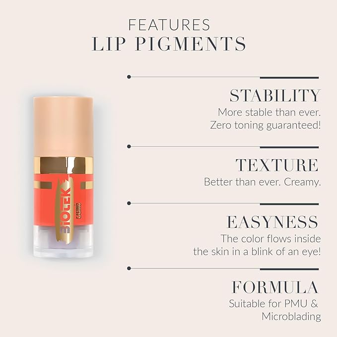 Biotek Lip Pigment for Permanent Makeup - Orange Peach Color for Lip - Made in Italy - Casinò 0,24 fl.oz.