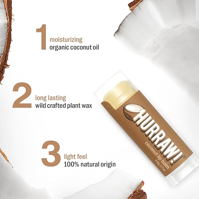 Hurraw! Coconut Lip Balm, 5 Pack: Palm