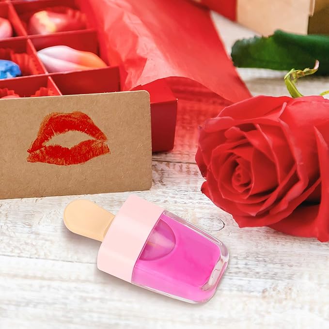 RONRONS Lip Gloss Tubes, 15 Pieces Pink Ice-cream Shaped Empty Lip Gloss Containers Cute Mini Lipgloss Tubes with Wand for DIY Cosmetic Sample Bottles, 8ml