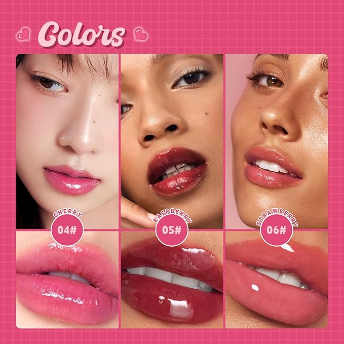 Lip Plumper Gloss High-Shine Liquid Lip Plumping Color, Long-Lasting Plumper Pout, Moisturizing, Non-Sticky With Natural Ginger Extract Portable 6 Colors (03#Peach)
