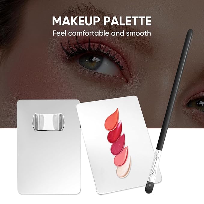 Stainless Steel Cosmetic Palette with Spatula, 3-well Mixing