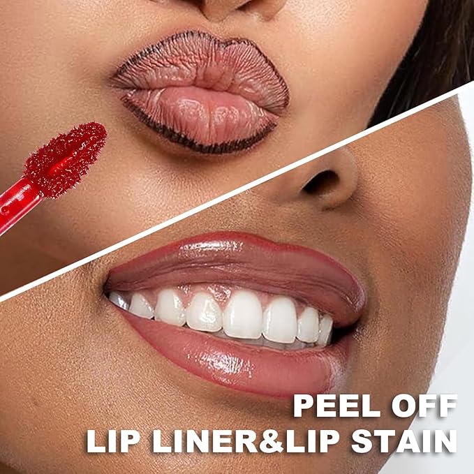 Peel Off Lip Tint, Wipe-On Colour Liquid Lipsticks, Tattoo Glaze, Matte High Pigment Long Wear Waterproof Contour Stain, Non Smudge Transfer Proof Tear-off Gross (#04, 0.12 floz)