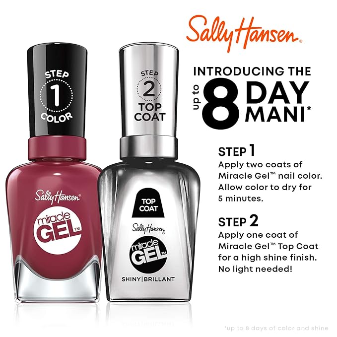 Sally Hansen Miracle Gel, V-Amplified, Long Lasting, Gel-Like Formula, No UV Lamp Needed, Opaque, Shiny Purple Nail Polish