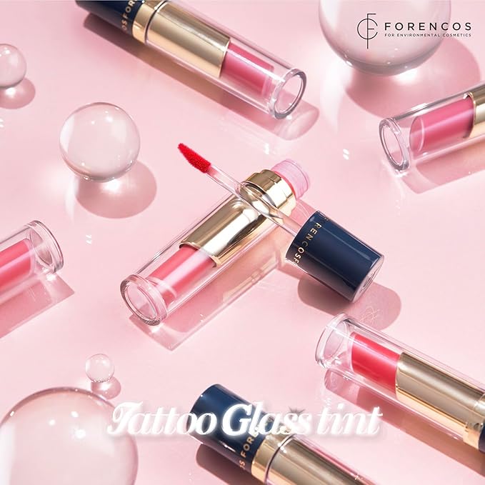 FORENCOS Tattoo Glass Lip Gloss Tint, Korean Glossy Tint/Stain, High Pigmentation, Glasting Shine, Long Lasting, Moisturizing, Lightweight, Non-Sticky Formula (05 ROMAN)