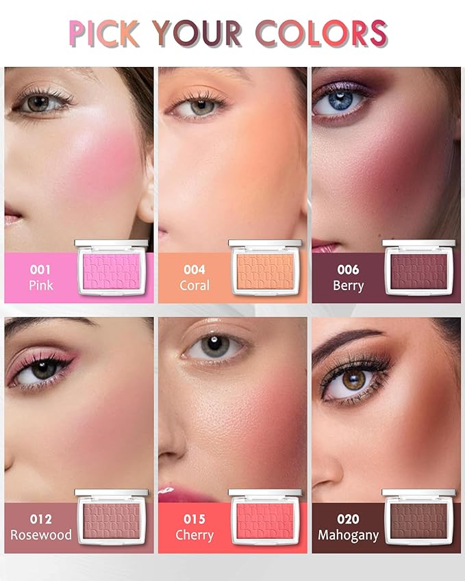 Powder Blush Palette, Matte Powder Makeup Blush for Enhancing -#Mahogany