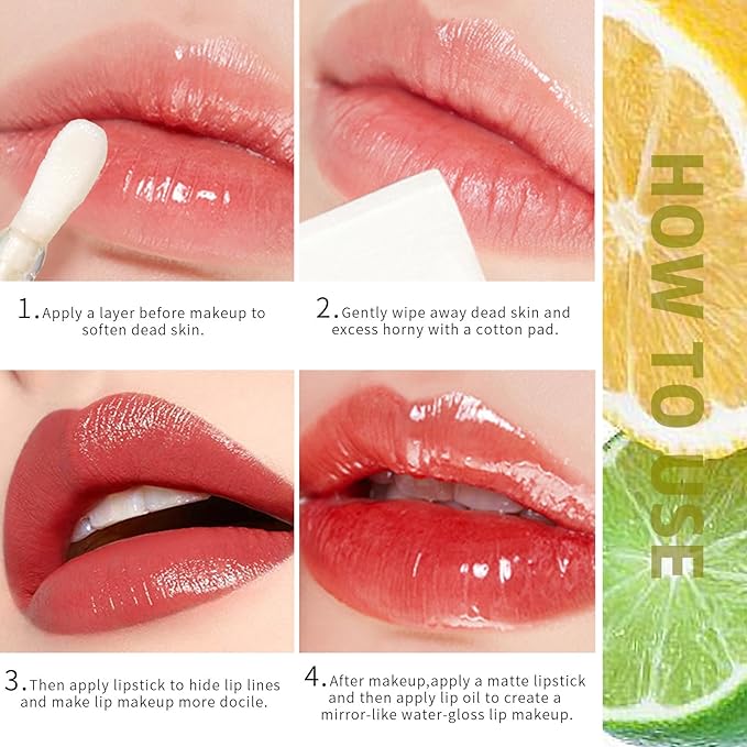 Hydrating Lip Oil Pack, 2 Pack Clear Fruit Extract Lip Oil Set or Lip Color and Shine, Dry Lip's Moisturizing Hydrating and Nourishing Clear Tinted Lip Gloss Set