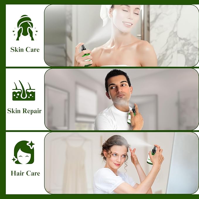 Aloe Vera Spray for Whole Body Skin, Aoe Vera Spray Extract from Freshly Cut Aloe and Infused wirh Cucumber Essence,Fast Absorbing, Easy to Use, Travel Set, 1.73 oz