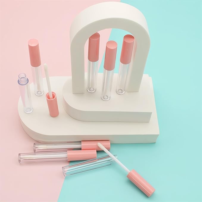 10cm Empty Lip Gloss Tubes With Wand Lipgloss Tubes Cute With Pink Lids Lip Balm Bulk Refillable Cosmetic Containers Diy Lip Gloss Making Kit(20pcs)