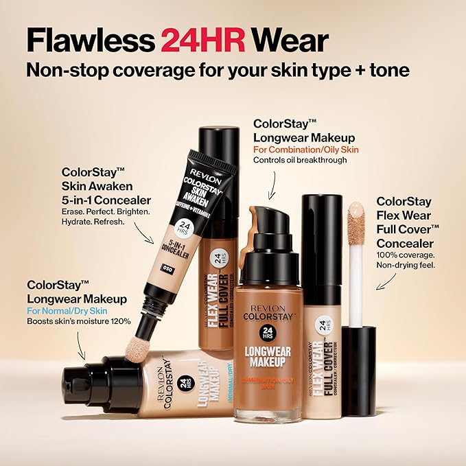 Revlon Liquid Foundation, ColorStay Face Makeup for Combination Cinnamon (600), 1.0 oz