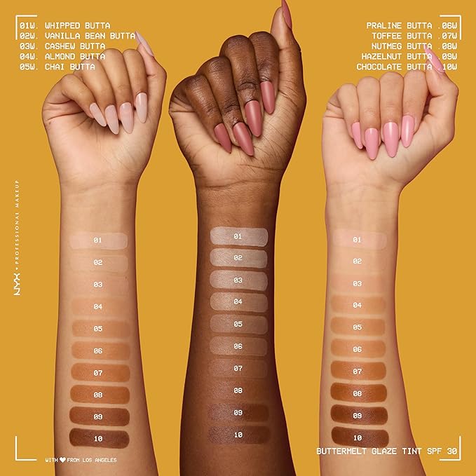 NYX PROFESSIONAL MAKEUP Buttermelt Glaze Soft Glow Skin Tint + SPF 30, Up To 12HR Wear, 07 Toffee Butta