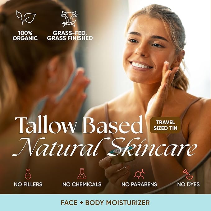 Eat My Face Tallow Face Moisturizer - Beef Tallow for Face Neck & Body, Beef Tallow Moisturizer, Organic Beef Tallow Face Cream, Grass Fed Beef Tallow for Skin, Made in USA - Tallow Cream, 4.0 fl oz