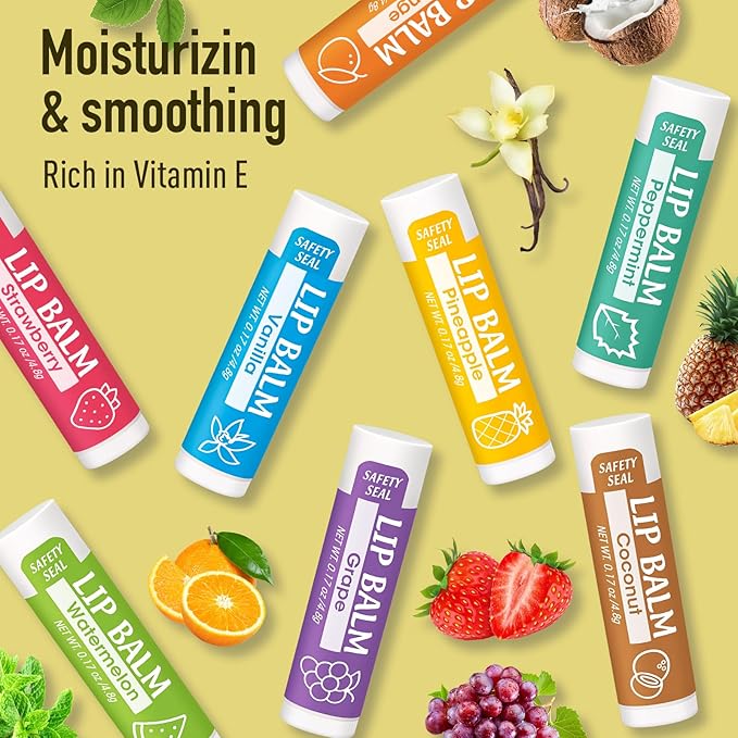 128 Pack Lip Balm, Natural Lip Flavors