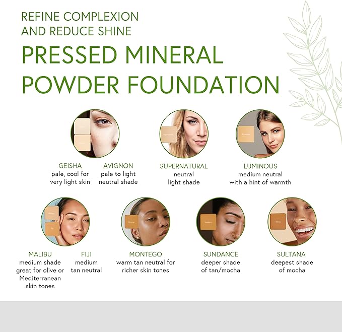 Honeybee Gardens Pressed Mineral Powder Foundation Refill, Sultana, Vitamin E, 7.5g