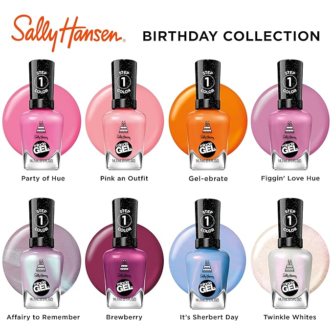 Sally Hansen Miracle Gel™, One Gel of a Party Brewberry, Long Lasting, Gel-Like Formula, No UV Lamp Needed, Purple Nail Polish