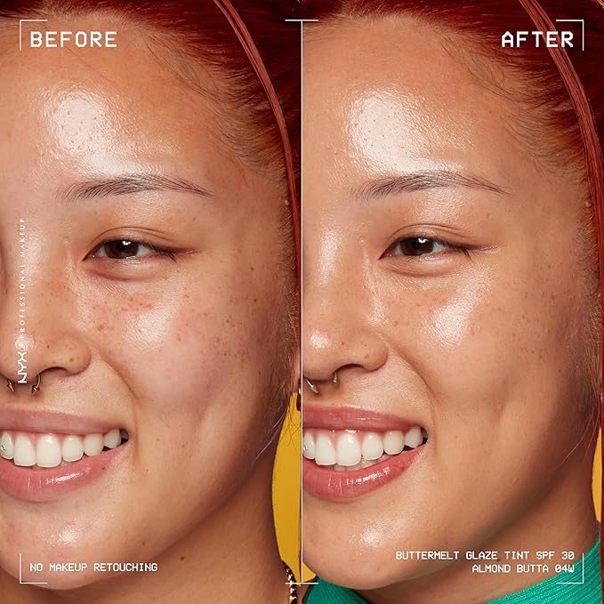 NYX PROFESSIONAL MAKEUP Buttermelt Glaze Soft Glow Skin Tint + SPF 30, Up To 12HR Wear, 04 Almond Butta