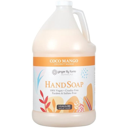 Ginger Lily Farms Botanicals All-Purpose Liquid Hand Soap Refill, Coco Mango, 100% Vegan & Cruelty-Free, Coconut Mango Scent, 1 Gallon (Pack of 4)