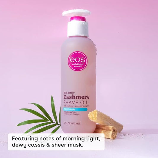 eos Cashmere Shave Oil, Fresh & Cozy, Soothing and Moisturizing, Prevents Irritation and Razor Burn, Entire Bikini Area-Approved, 6 fl oz