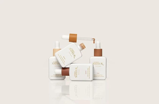 Agent Nateur - holi (sun) SPF 50 Dewy Tinted Skin Drops | Lightweight, Hydrating, Smooths Fine Lines & Wrinkles | Luxury, Non-Toxic Clean Skincare, Reef Friendly (Almond, 1 oz)