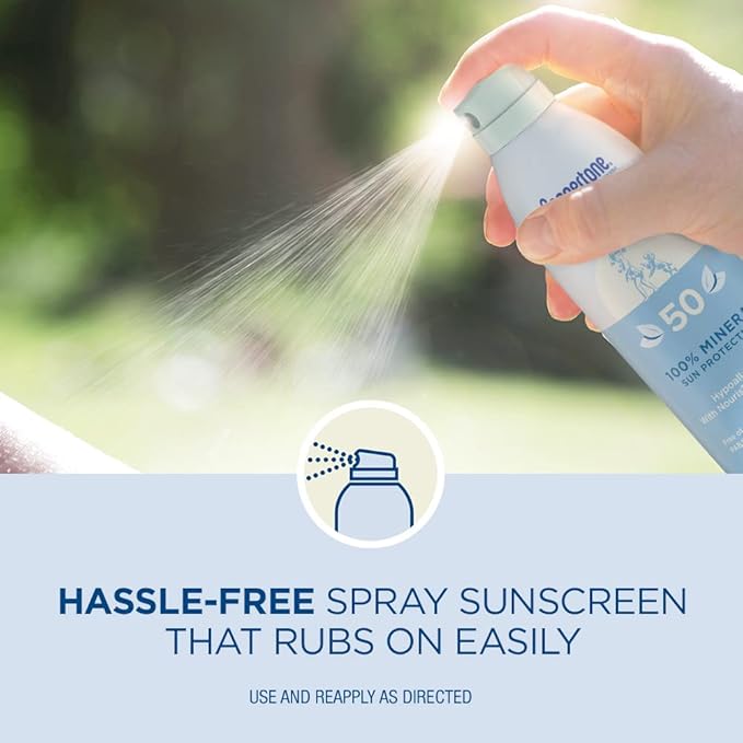 Coppertone Pure and Simple Zinc Oxide Mineral Sunscreen Spray SPF 50, Water Resistant, Broad Spectrum SPF 50 Sunscreen for Sensitive Skin, 5 Oz Spray
