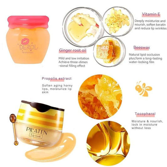 Lip Plumper Lip Mask Set, Bee Exfoliator