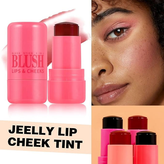 Milk Jelly Blush Stick, Lip and Cheek Makeup Free. (Red)