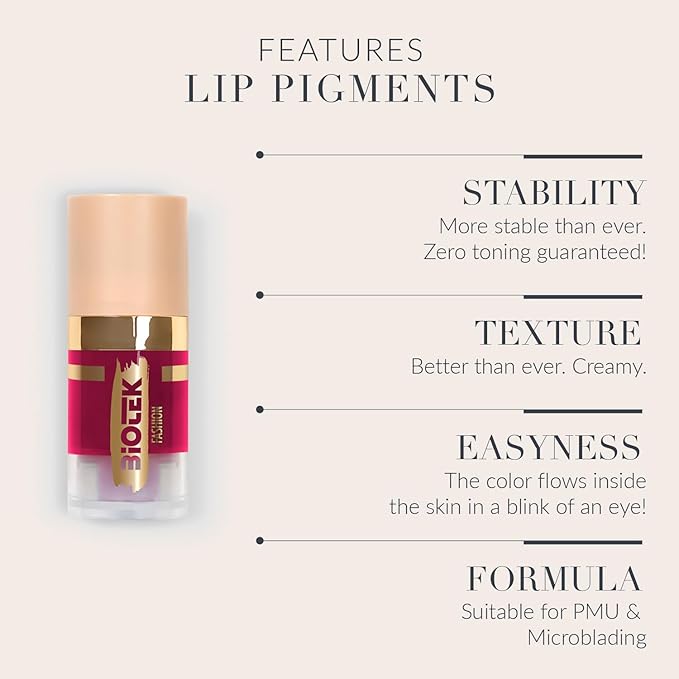 Biotek Lip Pigment for Permanent Makeup - Black Cherry Color for Lip - Made in Italy - Fashion 0,24 fl.oz.