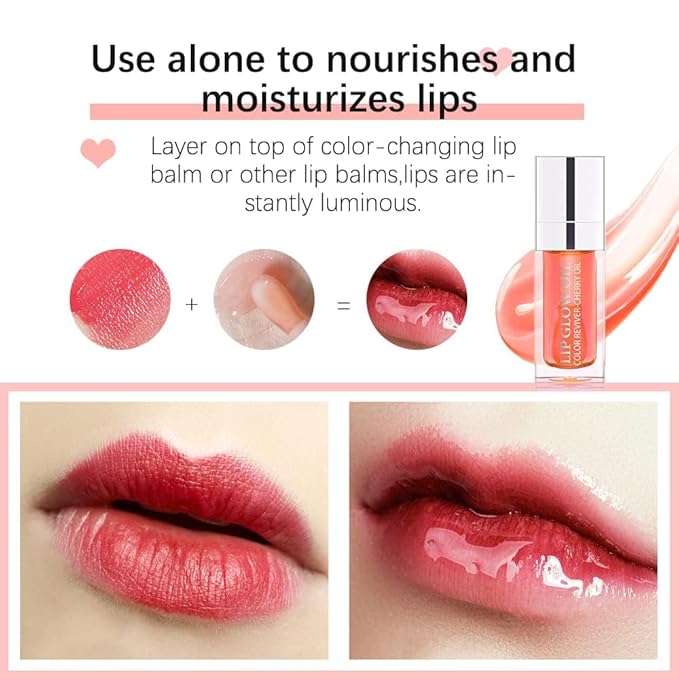 Hydrating Lip Glow Oil, Moisturizing Lip Glow Oil, Nourishing Glossy Transparent Lip Oil, Plumping Lip Oil, Lip Balm, Non-sticky Tinted Toot Lip Balm for Lip Care (SZ01881-2pcs Raspberry)