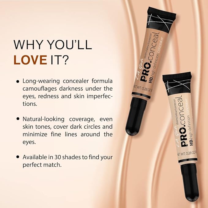 L.A. Girl Pro Conceal HD Concealer, Dark Cocoa, 0.28 Ounce