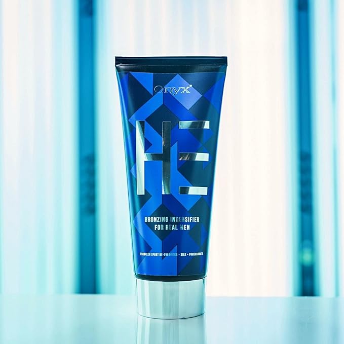 Onyx HE Tanning Lotion for Men - Indoor Tanning Accelerator with Bronzer - Mens Tanning Lotion for Quick & Dark Tan - Bronzing Lotion with Skin Firming, Muscle Bronzing Complex, & Moisturizing Formula