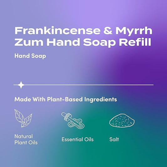 Zum Indigo Wild Hand Soap - Natural Liquid Hand Soap - for Bathroom & Kitchen - Frankincense & Myrrh Scent - 32 oz Refill