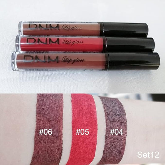 evpct 3Pcs Matte 24-hour Liquid Lipstick Sets, Dark Ruby Brown Red Permanent Stay on Lipstick Lip Set for Black Women Long Lasting 24 Hours Smudge Proof labiales matte labial mate larga duracion 24 02