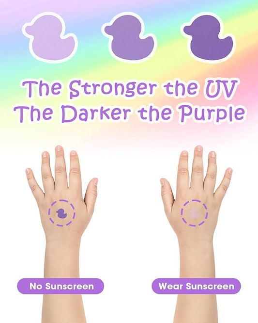UV Stickers for Sunscreen - 120 Count UV Detection Stickers, Know When to re-Apply Sunscreen, UV Stickers Safe for Kids Age 3+, 4 Pattern Types for Girls & Boys