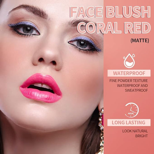 ROUSE Face Blush Powder Makeup Soft Mushroom Blush (Coral Red)