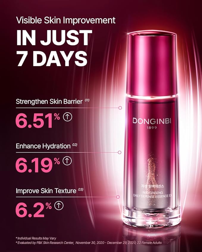 Donginbi Red Ginseng Daily Defense Essence - Antioxidant Serum for Face, Korean Red Ginseng Skin Care, 2.03 floz / 60ml