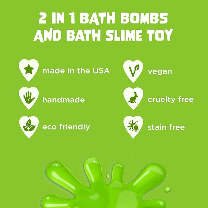 Bubble Bombs for Kids with Surprise Bath Slime Inside (6 Pack) - Colorful Sensory Toys Inside for Boys & Girls – Fizzes, Foams & Bubbles, Fruity Scents, Made in USA by Two Sisters