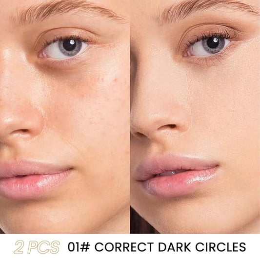 Kaely 2Pcs Tri Color Concealer Pot,Color Correcting Concealer de ojeras,01