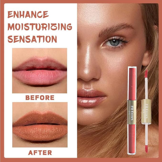 Double-end 2-in-1 Matte & Shimmery Lip Gloss Set, 3 PCS/Set (Set A, 3pcs)