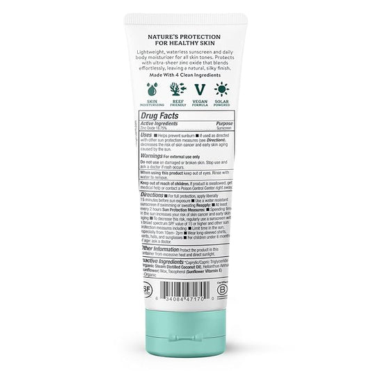 Badger Mineral Daily Sunscreen with Zinc Oxide, Organic Sunscreen Moisturizer with SPF 30, Hydrating Everyday Sunscreen Lotion, Vegan, Gluten Free & Unscented Body Sunscreen, 4 fl oz (2 Pack)