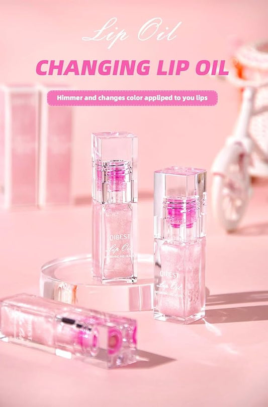2PCS Cosmetics Color Changing Lip Oil V2, Magic Color Changing Lip Oil Cosmetics, Plumping Lip Oil Moisturizing Lip Gloss, Long Lasting Lip Glow Oil Non-sticky Warm Change Glitter Lip Tint (Pack of 2)