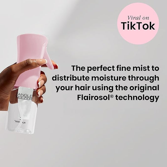 TANGLE TEEZER Travel-Size Fine Mist Continuous Spray Bottle, Reusable and Refillable, for Hair Detangling and Styling, 6.1 oz, Millennial Pink